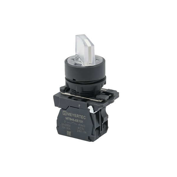 Переключатель  на 3 положения с фиксацией и подсветкой,  белый, 1NO, 220V AC/DC, IP65, пластик MTB5-AK31713