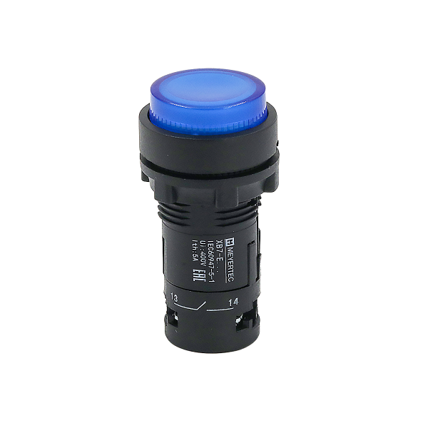 Кнопка синяя выступающая с подсветкой, 1NO, 24V AC/DC, IP54, пластик MTB7-EW36611