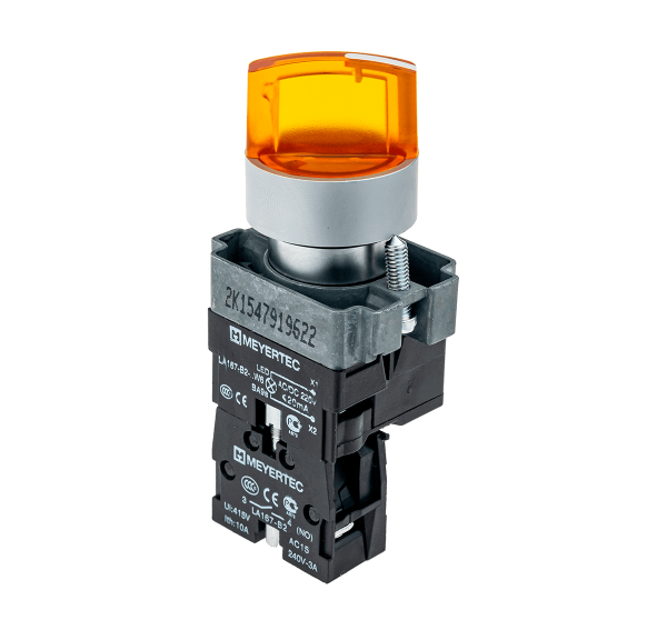 Переключатель с подсветкой, с фиксацией, 220V AC/DC, желтый, 3 положения, 1NO MTB2-BK3563