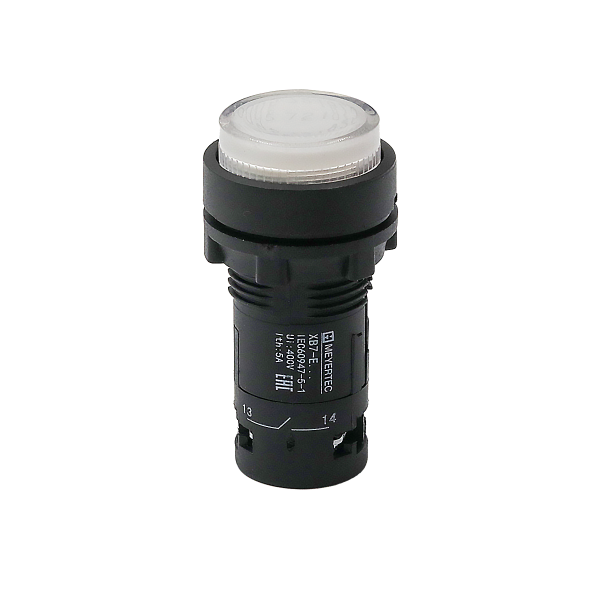 Кнопка белая выступающая с подсветкой, 1NO, 24V AC/DC, IP54, пластик MTB7-EW31611
