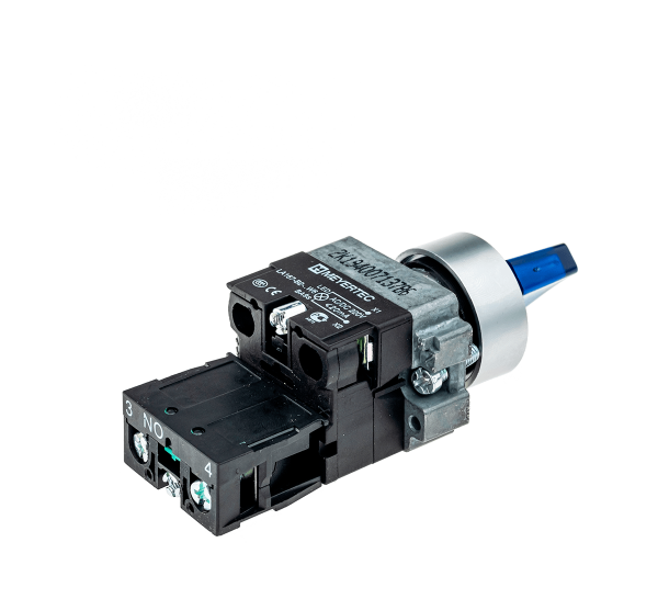 Переключатель с подсветкой, с фиксацией, 220V AC/DC, синий, 2 положения, 1NO MTB2-BK2663
