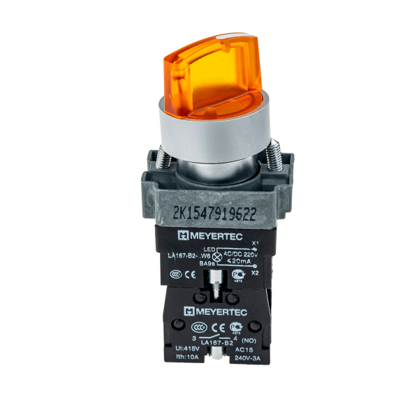Переключатель с подсветкой, с фиксацией, 24V AC/DC, желтый, 3 положения, 1NO MTB2-BK3561