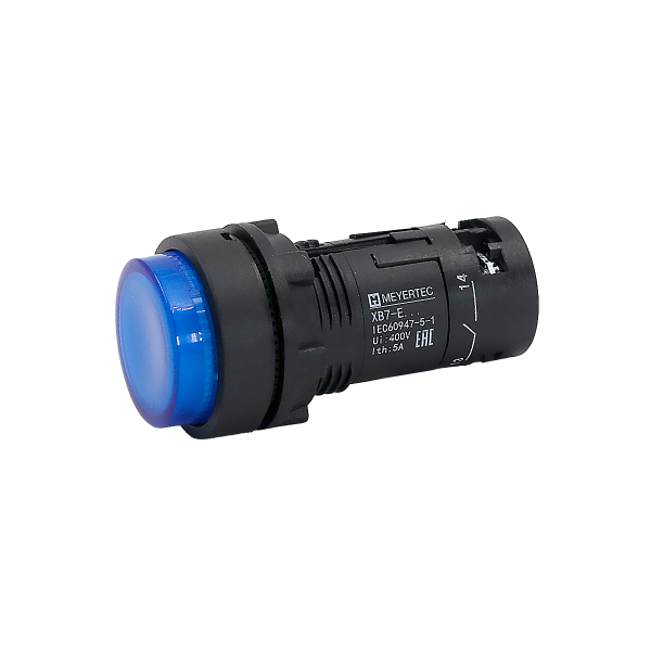 Кнопка синяя выступающая с подсветкой, 1NO, 220V AC, IP54, пластик MTB7-EW36616