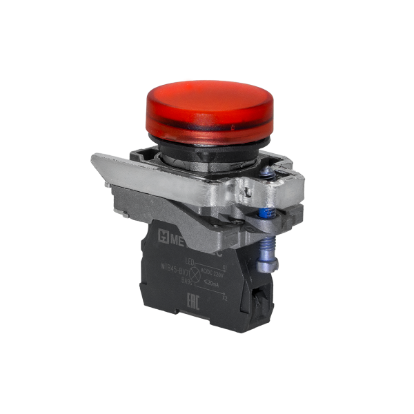 Лампа сигнальная красная, 220V AС/DC, IP65, металл MTB4-BV743