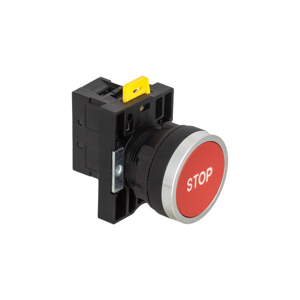 Кнопка плоская красная, маркировка "STOP", 1NC, IP54, пластик MTB2-EA41622
