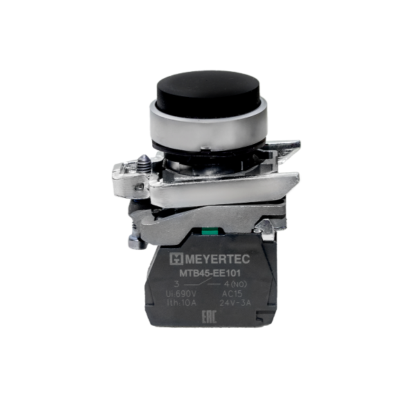 Кнопка выступающая черная, 1NO, IP65, металл MTB4-BL21