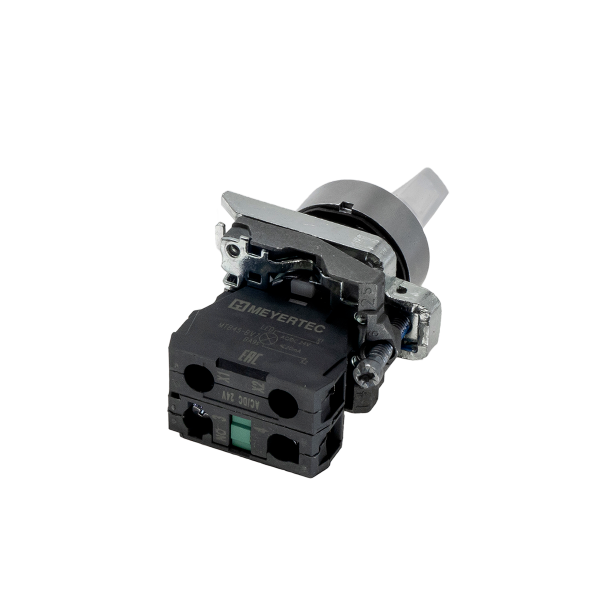 Переключатель  на 2 положения с фиксацией и подсветкой,  белый, 1NO, 24V AC/DC, IP65, металл MTB4-BK21711
